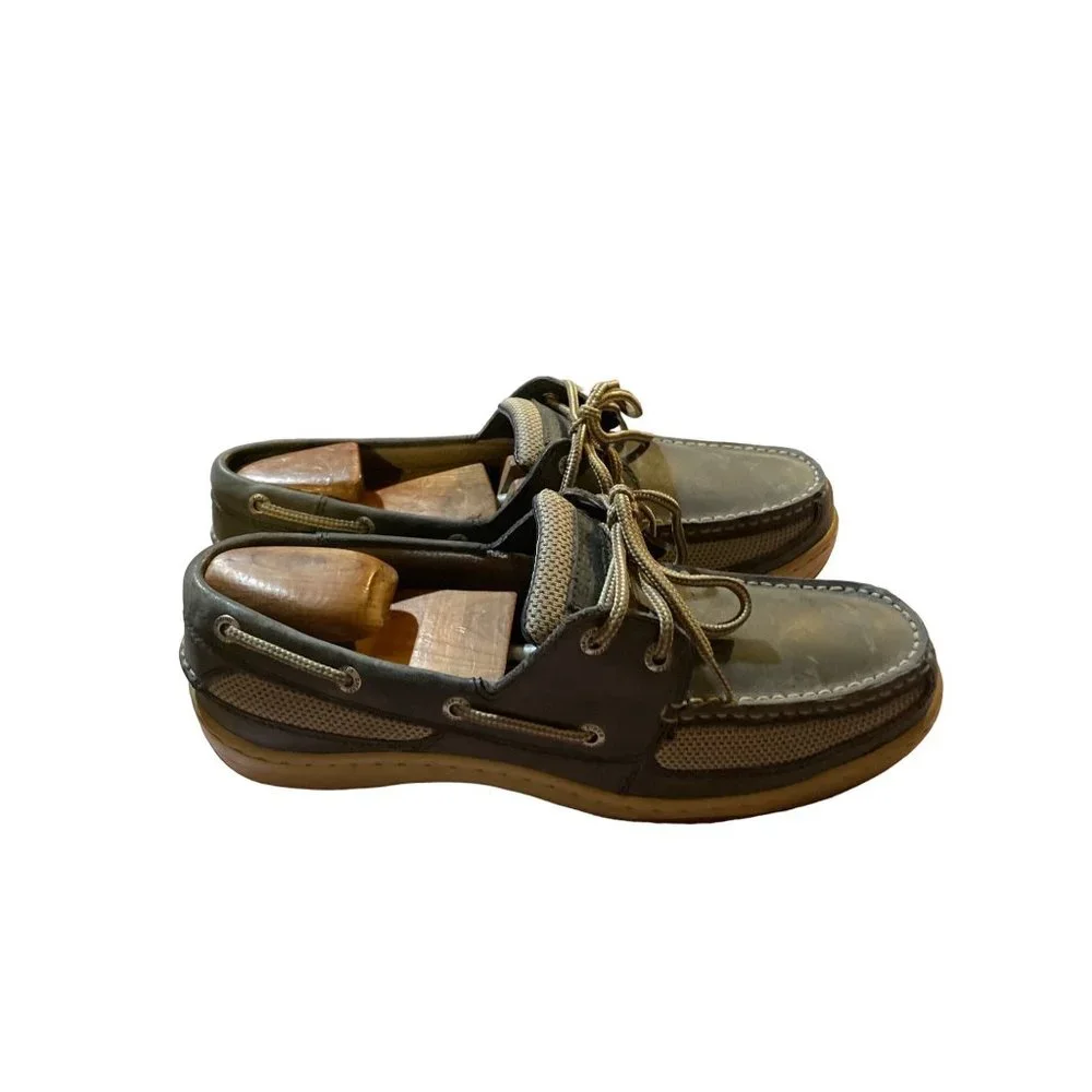 Sperry Top Slider grey leather boat shoe size 10 0770743